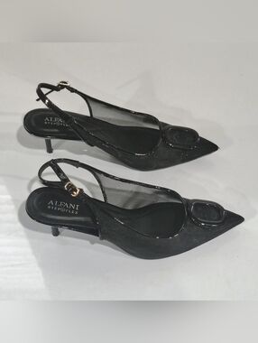 Alfani Women's Black Pointed-Toe Slingback Kitten Heels Size 8M